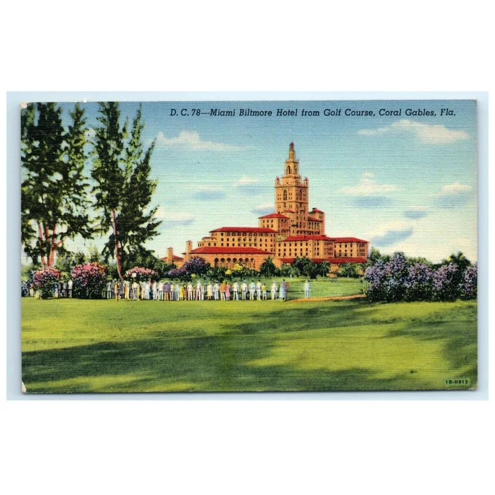 Vintage‎ Postcard Coral Gables Florida Miami Biltmore Hotel Golf Course 1950 USA